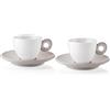 Guzzini Set 2 tazzine Caffè con piattino Everyday Guzzini 081700158 Porcellana Bianco Grigio Tortora lavastoviglie