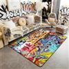 Loussiesd Tappeto decorativo in stile graffiti hippie, stile hip hop, per soggiorno, decorazione graffiti, tappeto grafico in microfibra, antiscivolo, 150 x 200 cm