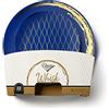 Decor Decorline - Set di stoviglie riutilizzabili da 32 pezzi/per 16 persone - Collezione Whisk - Blu/Oro - Piatti da dessert per piatti e antipasti - 2 misure (16 x 26 cm e 16 x 19 cm)