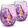 Gocce di Murano 2 Bicchieri Acqua Lavorati Secondo la Tradizione degli Artigiani di Murano, Bicchiere Soffiato e Lavorato a Mano 300 ml - Bicchieri Acqua Vetro Arcobaleno Pioggia