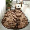 Hearda Tappeto Ovale Salotto Pelo Lungo Shaggy, Tappeto Peloso per Camera da Letto Morbido e Soffice Tie Dye Tappetino Peloso Pelo Lungo Moderno con Fondo Antiscivolo (Marrone,100x200cm)
