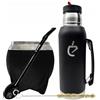 UN MATE - Set Yerba Mate per Principianti: Tazza Torpedo da 280 ml, Bombilla Nera, borraccia termica da 1L e Spazzola - Kit Completo in Acciaio Inox, Senza BPA, Confezione Regalo