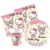 WOOPARTY Kit Compleanno Tavola Hello Kitty 16 Persone (52 Pezzi: 16 Piatti 23cm, 16 Bicchieri 200ml, 20 tovaglioli) in Carta