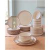 OZ HOME BAVARY Servizio Piatti in Ceramica 24 Pezzi Beige per 6 Persone - Piatti Piani, Fondi, Dessert e Ciotole - Adatto a Microonde e Lavastoviglie - Servizio Tavola Moderno per Casa e Cucina