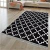 TT Home Tappeto per soggiorno design oriente tessuto a mano con frange con lana nero, Dimensione:120x170 cm