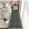 BORKOY Tappeto Runner Passatoia Lungo 2 metri Verde scuro Motivo Floreale Stile Vintage Antiscivolo Lavabile Morbido Tappeti Corridoio per Cucina Camera da Letto Soggiorno Ingresso Interno 40x200cm