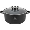 KARL HAUSMANN Pentola Antiaderenti 24 cm 4,4L con Coperchio - Pentola Induzione Antiaderente GREBLON C3, Casseruola in Alluminio Pressofuso per Cucina Quotidiana, Forno, Manici in Silicone