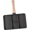 Qcwwy Padella divisa in 4 pezzi, con rivestimento antiaderente in pietra Maifan, padelle in lega di alluminio, padella divisa, bistecchiera quadrata con (BLACK)
