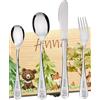 DEschenk Posate Bambini Personalizzate - Forchette Bambini In Acciaio Inox Con Nome Inciso - Diversi Motivi Disponibili (Animali della foresta)