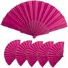 Publiclick Set di 25 ventagli a bastoni in plastica e tessuto poliestere, dimensioni 43 x 23 cm, 47 g, ventagli economici, bomboniera matrimonio, battesimo, comunione, ventagli personalizzati (fucsia)