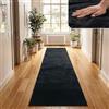 TT Home Tappeto Soggiorno Moderno a Pelo Corto - Morbido e Antiscivolo, Lavabile, per Camera da Letto, in Finta Pelliccia, Colore: Nero, Dimensione:80x150 cm
