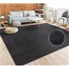 Paco Home Tappeto Pelo Corto, Lavabile, Monocolore, Semplice e Moderno, per Soggiorno, Camera da Letto e Ingresso, Dimensione:80x250 cm, Colore:Nero