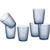 Baroni Home Set 6 pz Bicchieri Wave in Vetro Colorati e Decorati con Righe in Rilievo 30 CL, Bicchieri Eleganti Lavabili in Lavastoviglie, 8x8x9,5 cm Blu
