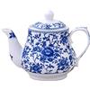 123Arts Teiera in ceramica, teiera blu e bianca, teiera per casa e ufficio, 370 ml