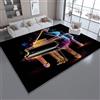 Generico Tappeto Lavabile a Pelo Corto Fantasia Stile 120 x 180 cm, Antiscivolo e Resistente Note Musicali Al Neon Pianoforte Tappeto Stampato - Morbido Passatoia per Cucina Soggiorno Camera da Letto Colore