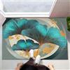 CEDNXOER Tappeto Foglia Di Ginkgo Astratta Ingresso Interno, Zerbino Tappeti Piante Foglie 50 x 70 cm Antiscivolo Lavabile in Lavatrice Blu Pavone Tapette Cucina Camera da Letto Entrata Scendiletto