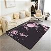 Loussiesd Tappeto decorativo con fiori di ciliegio in stile giapponese per soggiorno Sakura Flower Tappeto decorativo floreale botanico per interni Tramonto rosa nero accento tappeto 100 x 150 cm