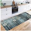 Siunwdiy Tappeti Runner Antiscivolo e Lavabile 2.9 Metri per Corridoio Bagno Salotto, Tappeto Passatoia Cucina Blu, Tappeto Salotto Astratto d'epoca, Ingresso, Scendiletto Casa -60X290CM