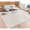 Paco Home Tappeto Pelo Corto, Lavabile, Monocolore, Semplice e Moderno, per Soggiorno, Camera da Letto e Ingresso, Dimensione:140x200 cm, Colore:Crema