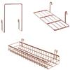 FRIADE Cestino a griglia in oro rosa con ganci, libreria, scaffale per pannello a griglia, organizer da parete e scaffale per forniture per la casa, 1 set da 3 (oro rosa)
