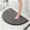 HYFAN Tappeto da bagno semicircolare in ciniglia e microfibra, antiscivolo, super assorbente, ad asciugatura rapida, morbido tappeto shaggy per vasca da bagno, lavabile in lavatrice, tappetino