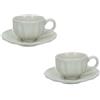 BRANDANI Set 2 Tazzine da caffè con piattino Calipso 51435 Rotonda D.12,5cm H.6,5cm Avorio Panna Porcellana