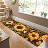 Siunwdiy Tappeto Decorativo con Fiori 70 x 250 cm Passatoia Cucina e Corridoio Lavabile Antiscivolo, per Ingresso, Sala, Camera,Giallo e Marrone,Modello Girasole