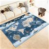 AAFUOO Tappeto per bambini con mappa del mondo blu, mongolfiera, tappeto per soggiorno, runner per camera da letto, lavabile, antiscivolo, per camera dei bambini, cameretta dei bambini, tappeto da