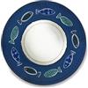 Excelsa Ocean Set 6 Piatti Fondi in Ceramica con Decoro Pesci, Blu e Bianco