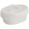 Cyrank Cesto Portaoggetti Decorativo in Corda di Cotone Con Coperchio, Intrecciato e Simpatico (Bianco)