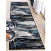 Carpeto Rugs Tappeto Cucina Moderno Astratto Pelo Corto - Tappeto Corridoio - Tappeto per Cucina Moderni - Tappeto Passatoia Cucina - Grigio Blu - 70 x 200 cm