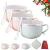 Generic Nuovo Set di 4 Tazze da 750 ml con Coperchio - Tazze da 750 ml con Coperchi, Set di 4 Tazze per Pasti Natalizi per Zuppe, Minestre, Pasta, Insalata, Cereali, Lavabili in Lavastoviglie (3PCS)