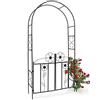 BAKAJI Arco da Giardino per Piante Rampicanti con Cancello Battente in Metallo 116 x 36,5 x 228H cm Colore Nero