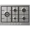Candy CHG7WLWPX Piano Cottura a Gas in Acciaio Inossidabile da 75 cm, 5 Fuochi, a Incasso, Griglie in Ghisa, Valvola di Sicurezza, GPL e Metano,74.5x51x3.5 cm, Inox