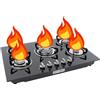 WSIKGHU Piano cottura a gas a 5 fiamme, 77 × 51 × 7 cm, vetro da incasso, dispositivo di sicurezza automatico della fiamma e copertura in metallo ignifugo