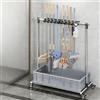 Dalumian Portaspassole mobile, Organizzatore del portaspassole con ruote freno, Rack torre strumento cortile, Rack strumento di pulizia inossidabile per scuole di garage Alberghi(16 slots)