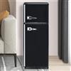 Sweiko Frigorifero retrò,Congelatore armadio illuminazione LED combinazione frigorifero congelatore, a due porte, volume totale di 92 litri con 28 litri di capacità di congelamento (nero)