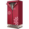 CABINE Asciugatrice Di Abiti Riscaldati, Guardaroba Di Asciugatura a Risparmio Energetico Cuscinetto da 15 Kg a Doppio Strato con Ruote/Red