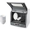 Zoobotanica Lavastoviglie da tavolo, mini lavastoviglie con 3 programmi, con attacco dell'acqua, utilizzabile per auto, display a LED, mini lavastoviglie per ufficio, campeggio, camper (bianco e grigio)