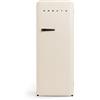 CREATE / RETRO FRIDGE 150 BLACK/Frigorifero bianco sporco con maniglia nera e congelatore 281L / 102W, 150cm, 3 ripiani, regolatore di temperatura, portabottiglie, 60x60x150cm