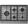 Hoover- Piano cottura H-HOB 300 GAS HHG7WL5WSX, finitura Inox, 5 zone di cottura, 12,2 kw