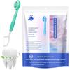Qklovni Set 5 in 1 mini spazzolino da denti, filo interdentale, raschietto per lingua e stuzzicadenti, spazzolini usa e getta con dentifricio, spazzolini portatili confezionati singolarmente, igiene orale per