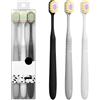 Generic Spazzolino da denti morbido per adulti, spazzolino manuale, spazzolino da denti a testa larga per la casa, spazzolino portatile per coppia (nero, bianco, grigio)