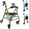 Mobiclinic, Deambulatore per anziani, Alluminio, Leggero, Freni manuali e bloccabili, Girello con seduta 4 ruote, Pieghevole, Modello escorial, Marchio europeo