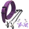 ANGKKY Morsetti per capezzoli con collana a catena per donna, non piercing, regolabile, girocollo, catena per il corpo, finto piercing al capezzolo (Viola) LI1-P1