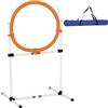 PawHut Set Agility Dog Portatile con Anello e Sbarra, Multiuso e Salvaspazio, con Borsa da Trasporto Inclusa, 74.5x66x91cm, Bianco e Arancione