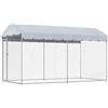 vidaXL Canile da Esterno con Tetto Robusto Sicuro con Serratura Box Gabbia Protezione Recinzione per Cani 382x192x225 cm in Acciaio Zincato Argento