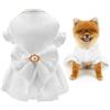 SMALLLEE_LUCKY_STORE Abito da sposa elegante per cuccioli principesse, gonna con fiocco e perle, tutù bianco puro a maniche a sbuffo, costume di lusso