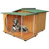ORIGINAL LEGNO Acquista in Fabbrica Cuccia in Legno con Veranda per Cani da Esterno Tendina Omaggio Made in Italy MOD. Oasi E - Alano 121x133xH87
