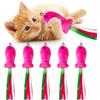 ZeyZoo Set di 5 giocattoli per gatti a forma di pesce rosa giocattoli per erba di gatto morbido ripieno di peluche accessori per bacchetta interattiva per gatti giocattolo da masticare per gatti